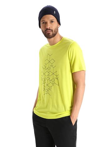 Icebreaker Merino Tech Lite II Lyhyt Sleeve Snowflake Miesten T Paidat Keltainen | FI 1202PJJQ